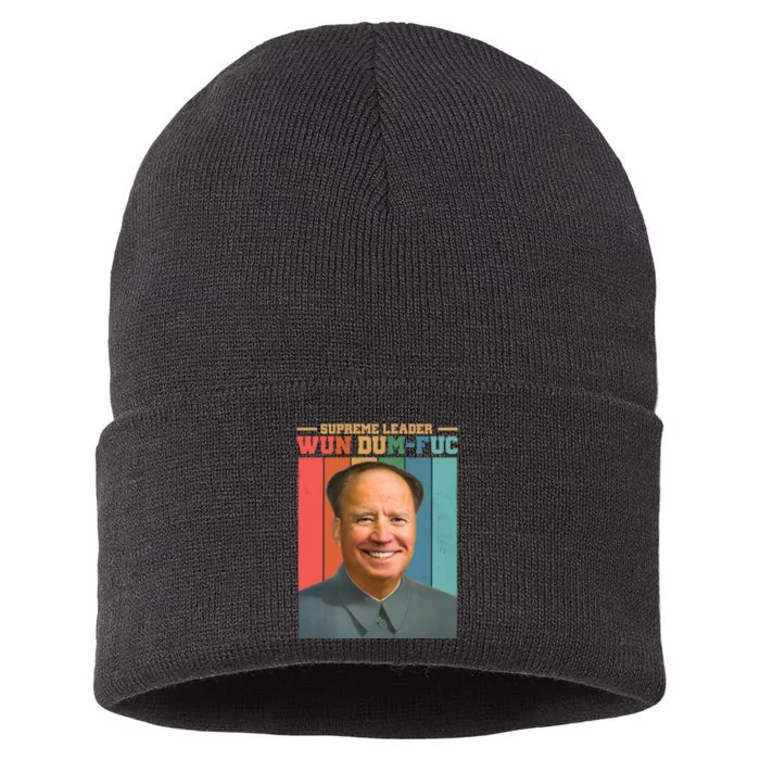 Supreme Leader Wun Dum Fuc Funny Anti Joe Biden Sustainable Knit Beanie