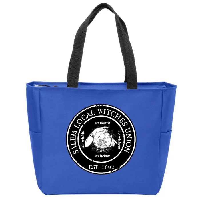 Salem Local Witches Union Est 1692 Crystal Ball Halloween Gift Zip Tote Bag