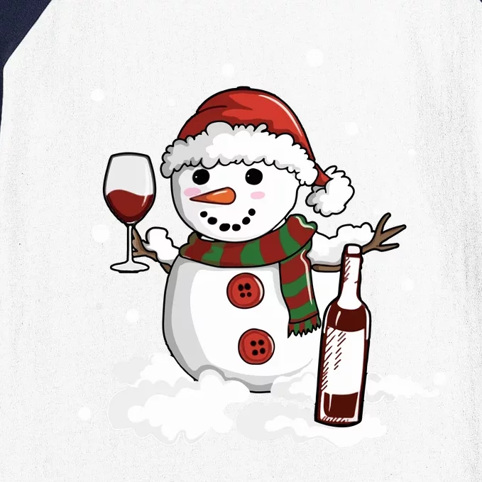 Snowman Love Wine Drink Lady Cool Snow Christmas Baseball Sleeve Shirt