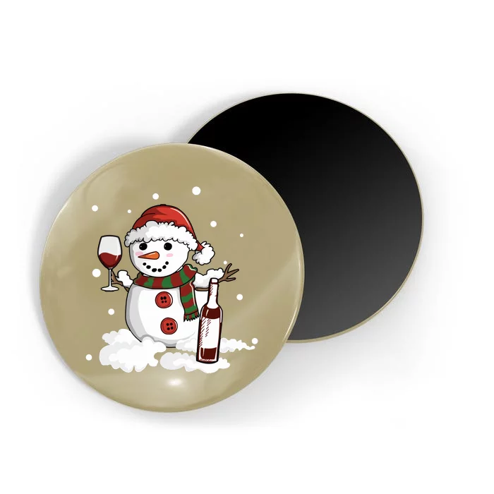 Snowman Love Wine Drink Lady Cool Snow Christmas Magnet