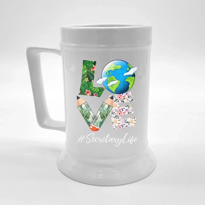 Secretary Love World Earth Day Anniversary Save The Planet Front & Back Beer Stein