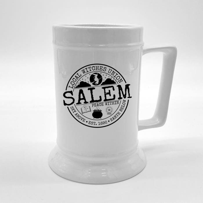 Salem Local Witches Union Witchcraft Pagan Wiccan Halloween Meaningful Gift Front & Back Beer Stein