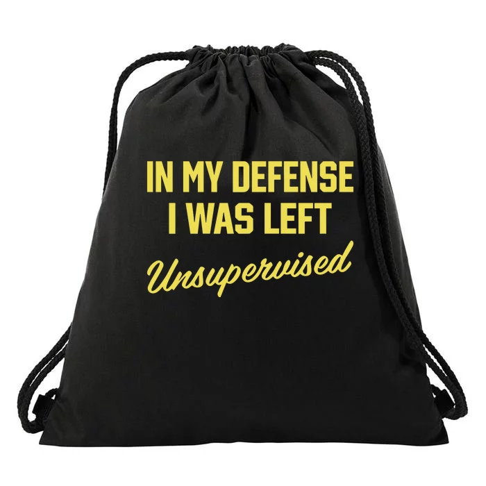 Steve Lehto Wearing In My Defense I Was Left Unsupervised Drawstring Bag