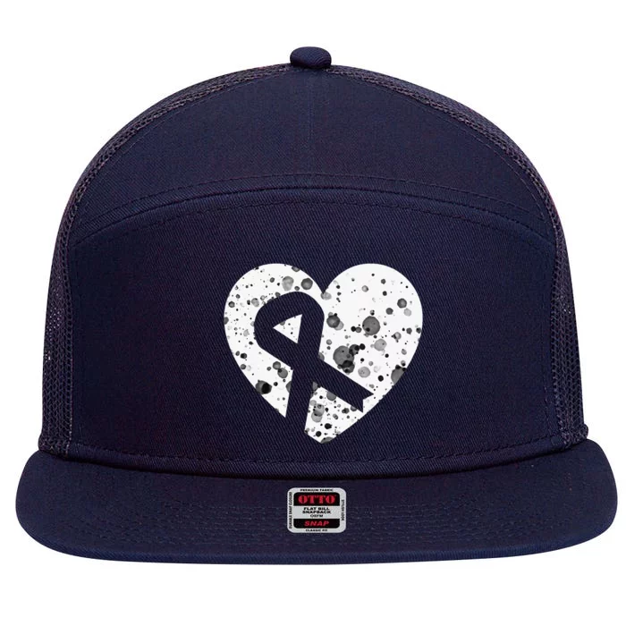 Spread Love With Heart Pink Ribbon World Cancer Day 7 Panel Mesh Trucker Snapback Hat