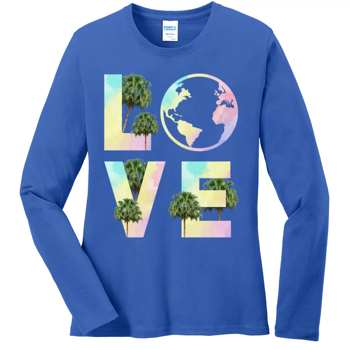 Save Love World Palm Trees Plant Day Tee Save The Plants Cute Gift Ladies Long Sleeve Shirt