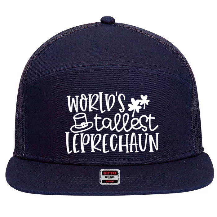 Shamrock Lucky Worlds Tallest Leprechaun St Patricks Da Gift 7 Panel Mesh Trucker Snapback Hat