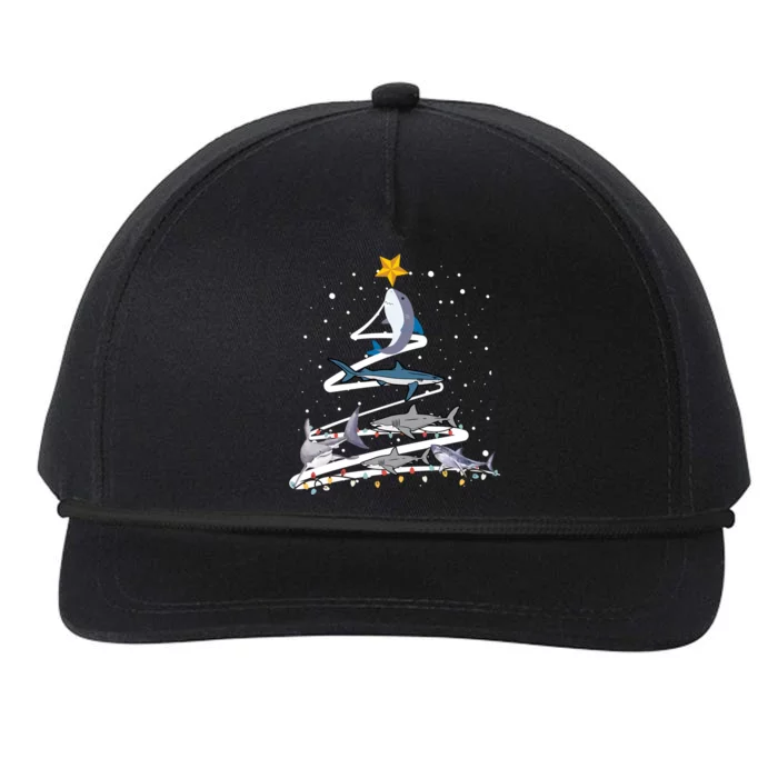 Shark Lover Xmas Tree Lights Santa Shark Christmas Gift Snapback Five-Panel Rope Hat