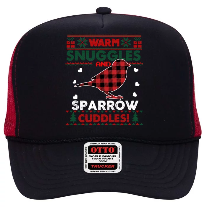 Sparrow Lovers Xmas Funny Gift Cute Bird Ugly Christmas Meaningful Gift High Crown Mesh Trucker Hat