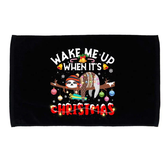 Sloth Lover Xmas Wake Me Up When ItS Christmas Sloth Gift Microfiber Hand Towel