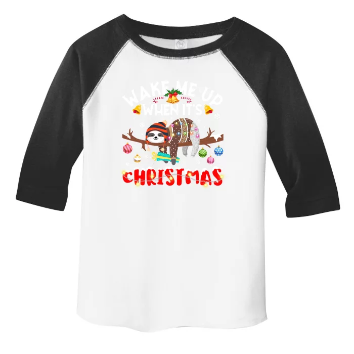 Sloth Lover Xmas Wake Me Up When ItS Christmas Sloth Gift Toddler Fine Jersey T-Shirt