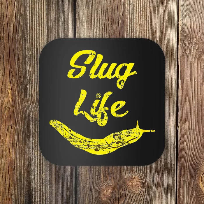 Slug Life Yellow Banana Slug Distressed Coaster