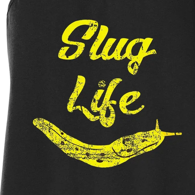 Slug Life Yellow Banana Slug Distressed Women's Racerback Tank