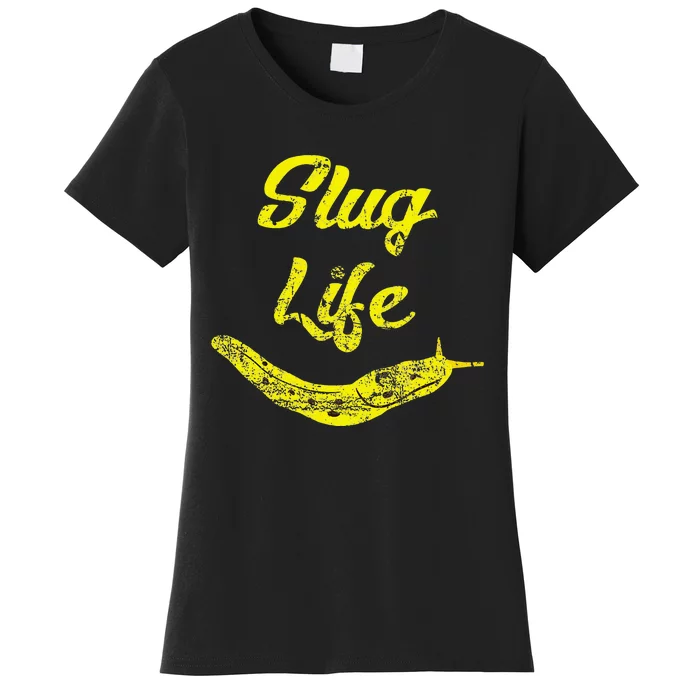 Slug Life Yellow Banana Slug Distressed Women's T-Shirt