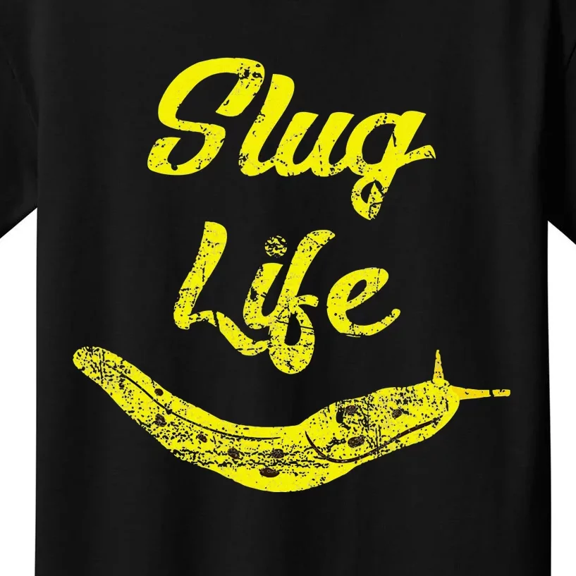 Slug Life Yellow Banana Slug Distressed Kids T-Shirt