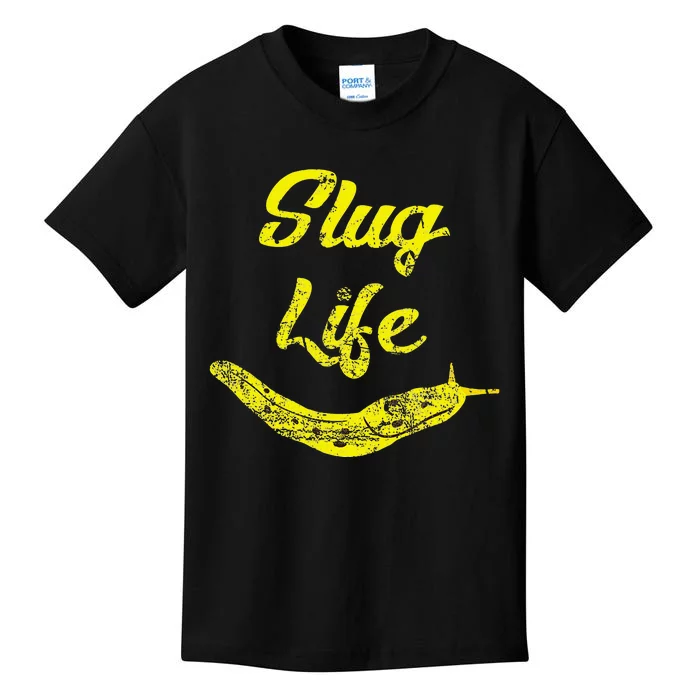 Slug Life Yellow Banana Slug Distressed Kids T-Shirt