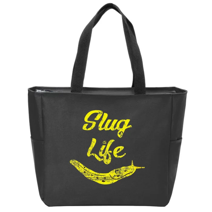 Slug Life Yellow Banana Slug Distressed Zip Tote Bag