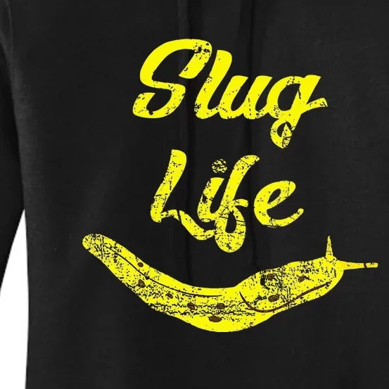 Slug Life Yellow Banana Slug Distressed Women's Pullover Hoodie