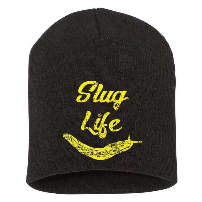 Slug Life Yellow Banana Slug Distressed Short Acrylic Beanie