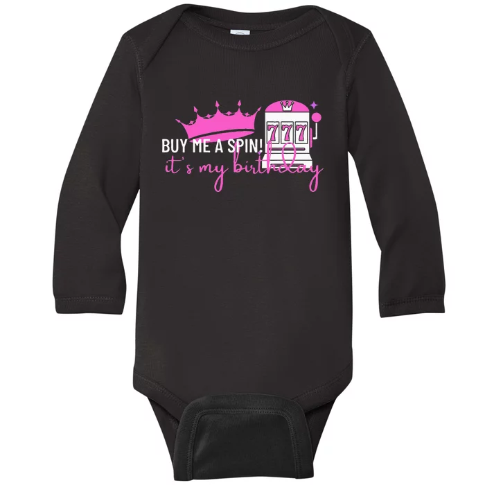 Slot Machine 777 Lucky Birthday Gambling Casino Baby Long Sleeve Bodysuit