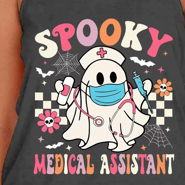 Spooky Medical Assistant Cute Halloween Med Assistant Women's Knotted Racerback Tank