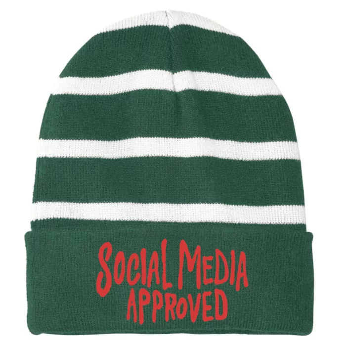 Social Media Approved Quote Striped Beanie with Solid Band