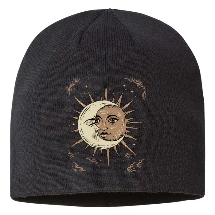 Sun Moon and Star Tarot Card Witchy Astronomy Astrology 8 1/2in Sustainable Knit Beanie