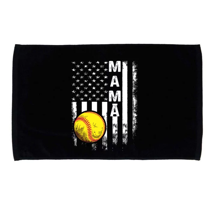 Softball Mama American Flag Vintage Christmas Xmas Cool Gift Microfiber Hand Towel