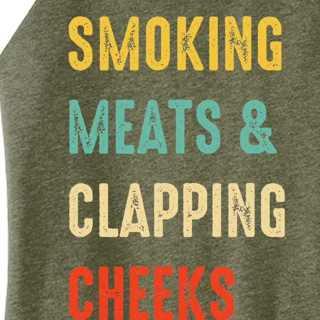 Smoking Meats And Clapping Cheeks Funny BBQ Meat Smoking Women’s Perfect Tri Rocker Tank