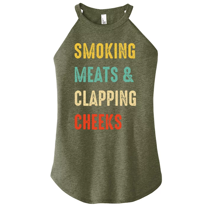 Smoking Meats And Clapping Cheeks Funny BBQ Meat Smoking Women’s Perfect Tri Rocker Tank