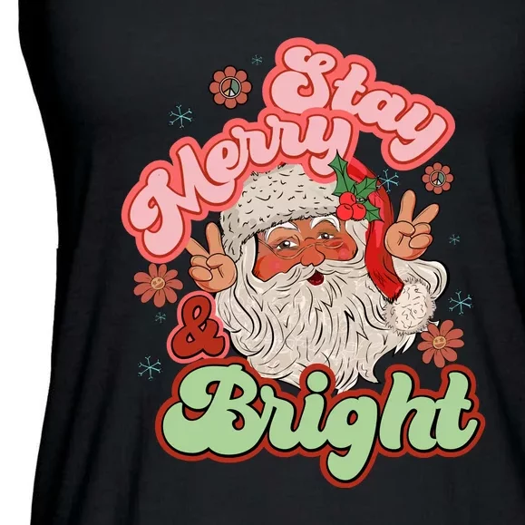 Stay Merry And Bright Santa Claus Christmas Gift Ladies Essential Flowy Tank