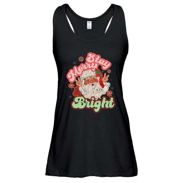 Stay Merry And Bright Santa Claus Christmas Gift Ladies Essential Flowy Tank