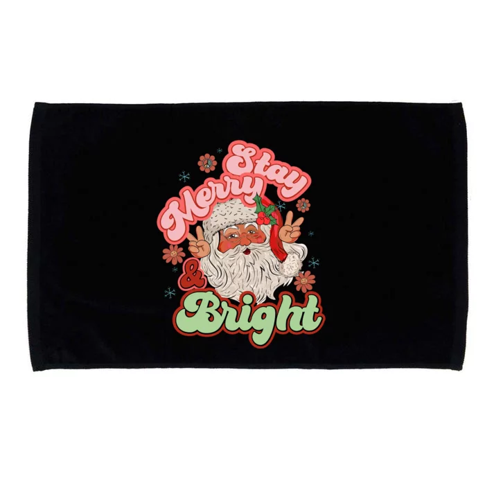 Stay Merry And Bright Santa Claus Christmas Gift Microfiber Hand Towel