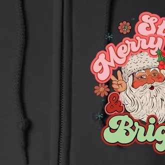 Stay Merry And Bright Santa Claus Christmas Gift Full Zip Hoodie