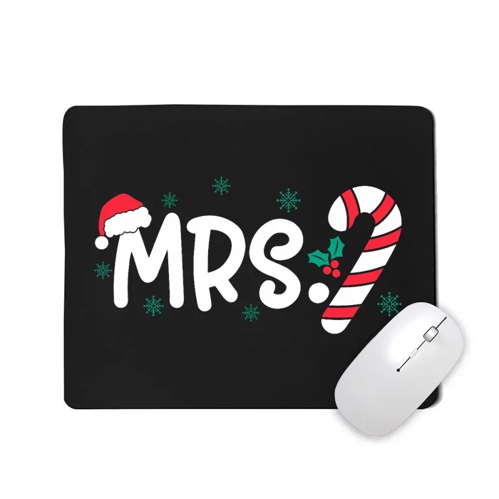 Santa Mrs And Mr Candy Cane Couples Matching Christmas Mousepad