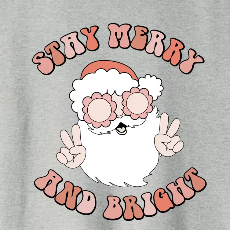 Stay Merry And Bright Groovy Christmas Holiday Santa Cute Gift Women's Crop Top Tee