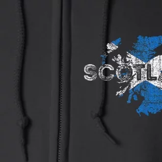 Scottish Map And Flag Souvenir Distressed Scotland Full Zip Hoodie