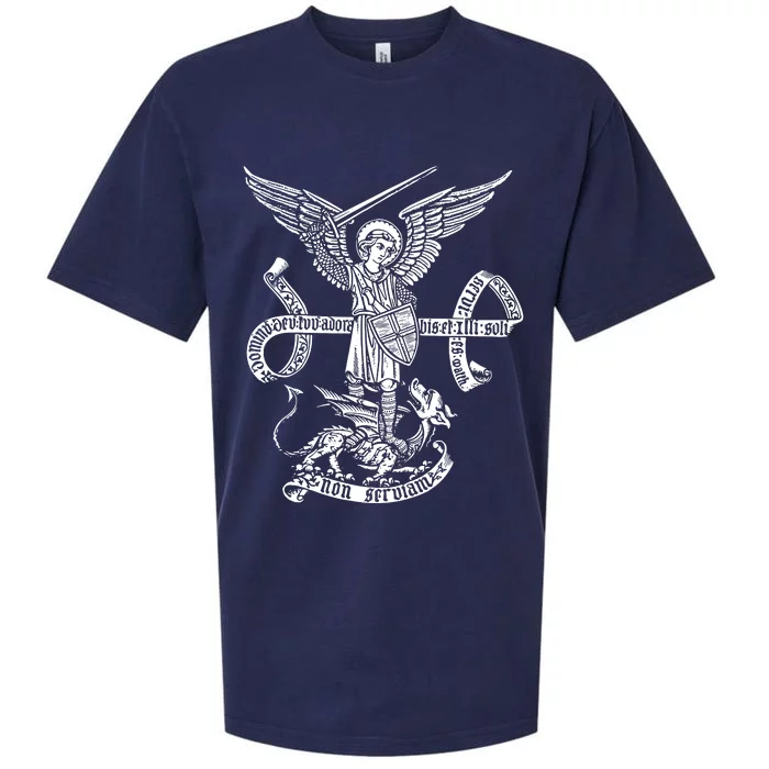 St Michael Archangel Catholic Angel Defend Us Sueded Cloud Jersey T-Shirt