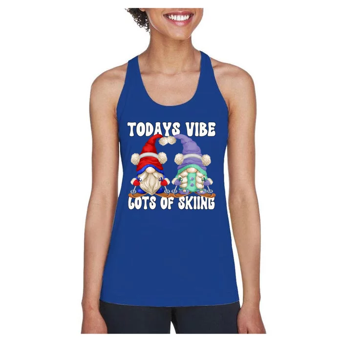 Ski Mom And Dad Gnome Graphic With Sayings Gnomies Love Skiing Gift Women's Racerback Tank