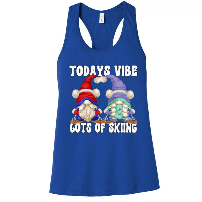 Ski Mom And Dad Gnome Graphic With Sayings Gnomies Love Skiing Gift Women's Racerback Tank