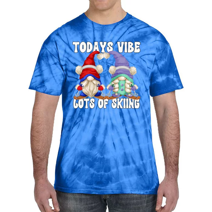 Ski Mom And Dad Gnome Graphic With Sayings Gnomies Love Skiing Gift Tie-Dye T-Shirt