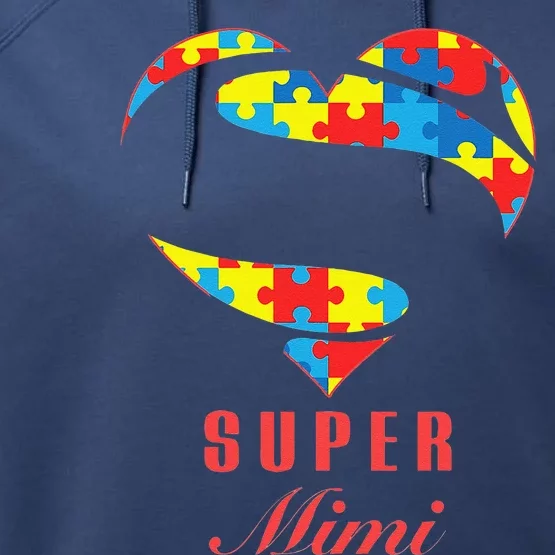 Super Mimi Autism Awareness Gifts Autism Heart Performance Fleece Hoodie