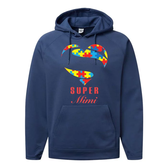 Super Mimi Autism Awareness Gifts Autism Heart Performance Fleece Hoodie