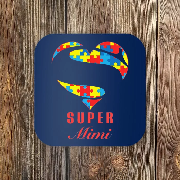 Super Mimi Autism Awareness Gifts Autism Heart Coaster