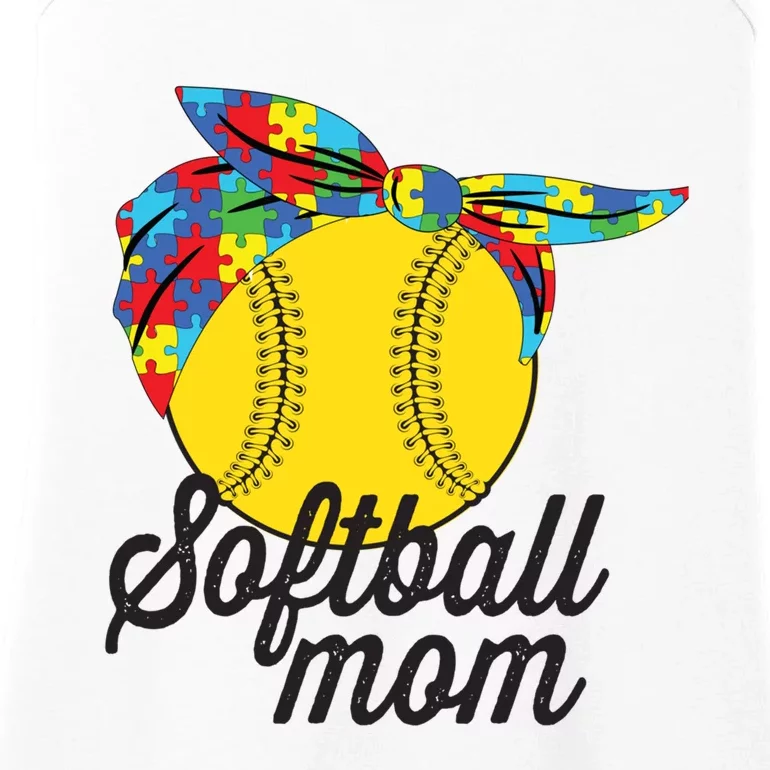 Softball Mom Autism Awareness Meaningful Gift Softball Autism Messy Bun Meaningf Ladies Essential Tank