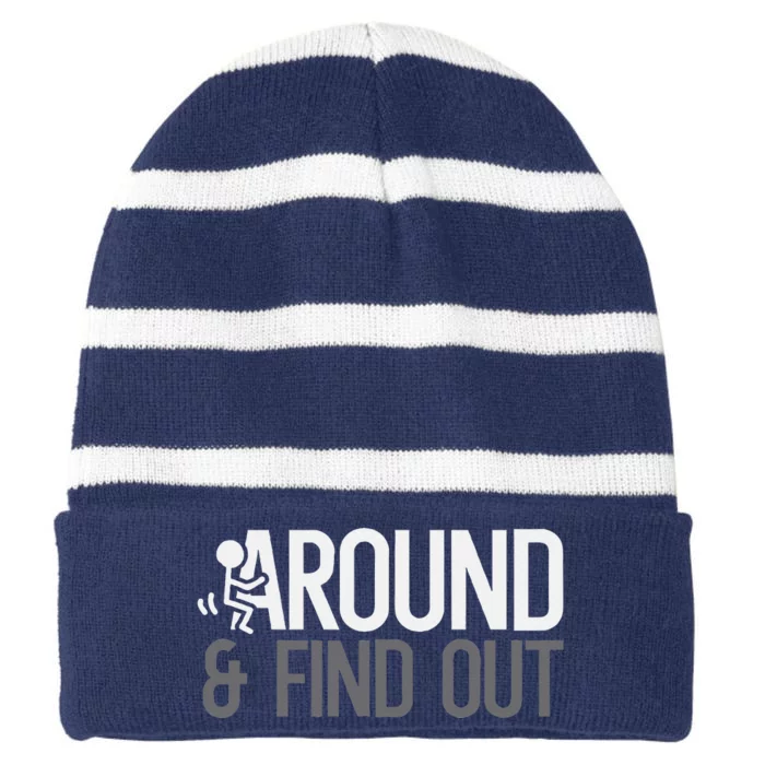 Stick Man Around And Find Out Fafo Striped Beanie with Solid Band