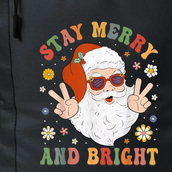 Stay Marry And Bright Groovy Christmas Hippie Santa Clause Daily Commute Backpack