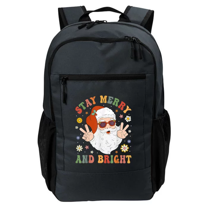 Stay Marry And Bright Groovy Christmas Hippie Santa Clause Daily Commute Backpack