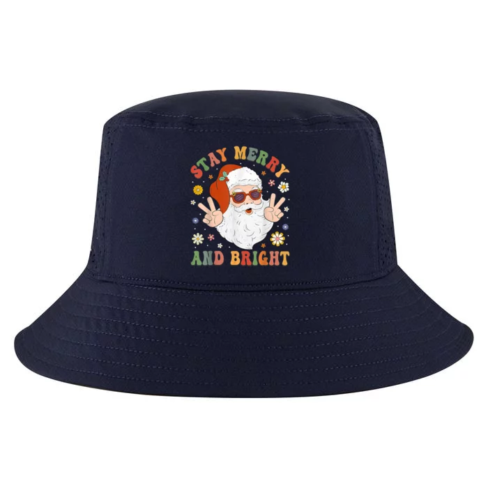 Stay Marry And Bright Groovy Christmas Hippie Santa Clause Cool Comfort Performance Bucket Hat