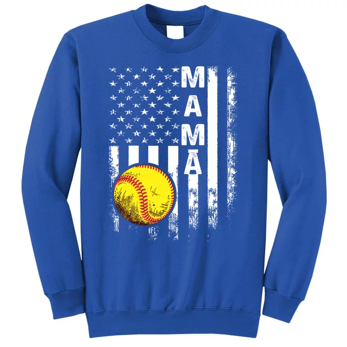 Softball Mama American Flag Vintage Christmas Xmas Meaningful Gift Sweatshirt