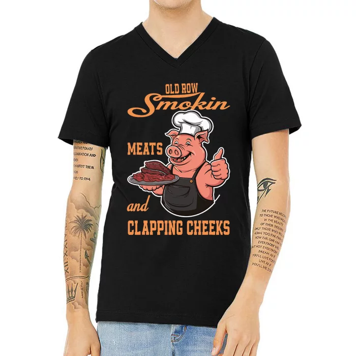 Smoking Meats And Clapping Cheeks Funny V-Neck T-Shirt